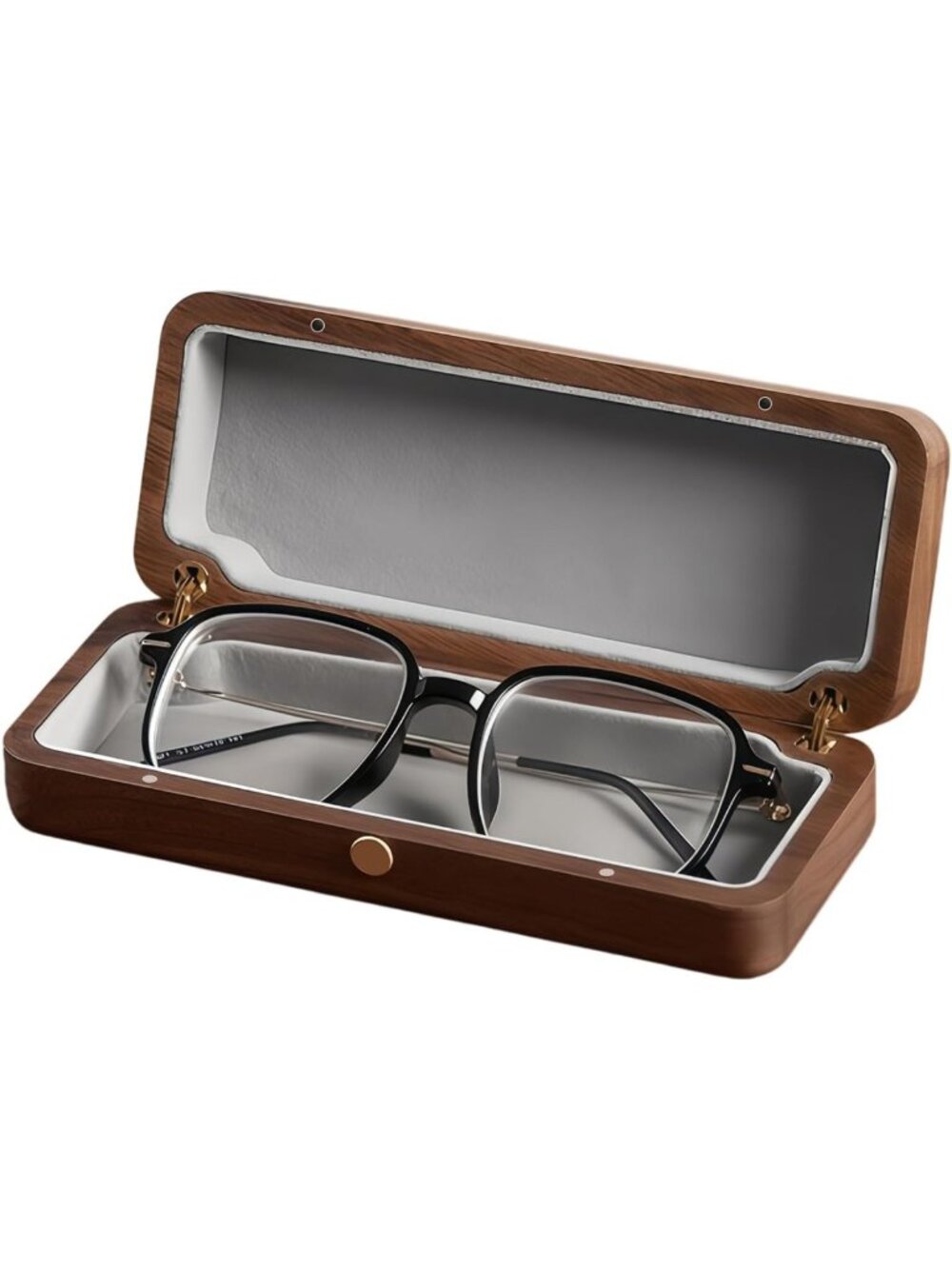 Stylish Walnut Glasses Case - Sleek Design, Compact Size 6.7x2.7x1.65in